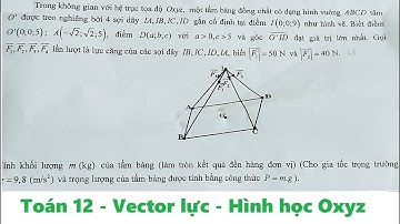 Toán 12: Trong không gian với hệ trục tọa độ Oxyz, một tấm bảng đồng chất có dạng hình vuông ABCD