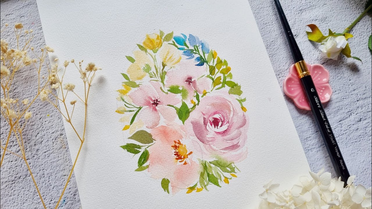 Watercolor Easter Egg Floral Tutorial - YouTube