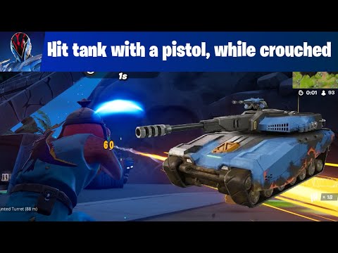 Fortnite วิธีทำ Hit an opponents tank with a pistol, while being crouched Week 6