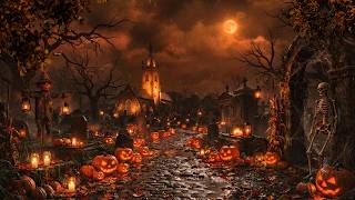 Haunted Halloween Cemetery Ambience 🎃 | Rain, Thunder, Jack-o’-Lanterns & Spooky Night Sounds