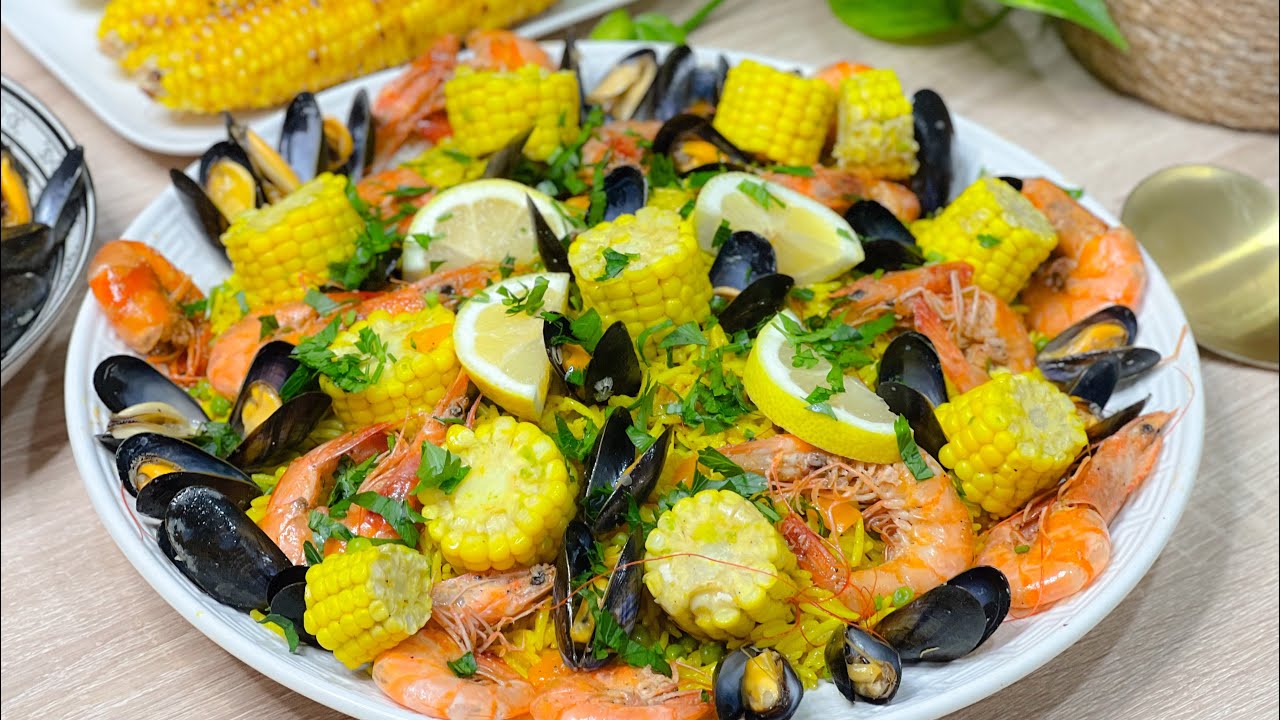 روز ازعر بغلال البحر ابن  مالبايلا الإسبانية 🍚🥗🌽🍤ا