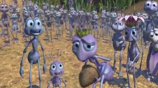 The Bee Movie but 5x fast except it is only the audio and A Bug's Life 5x fast is the video