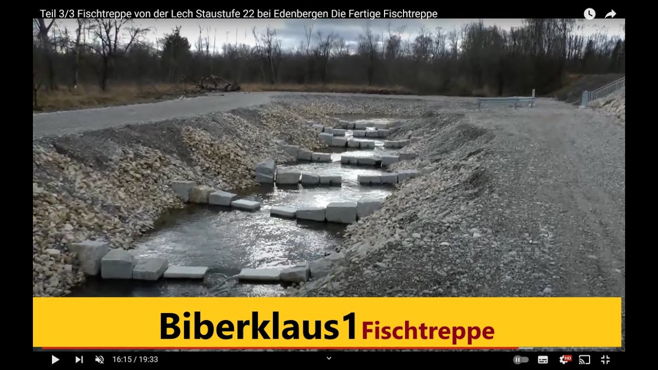 Teil 3/3  Fischtreppe von der Lech Staustufe 22 bei Edenbergen. Die Fertige Fischtreppe