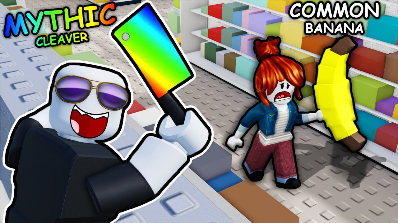 кража оружия МАКСИМАЛЬНОГО УРОВНЯ в бою Roblox в супермаркете...