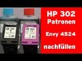 Wie füllt man eine HP 302 Tintenpatrone nach? HP Envy 4524