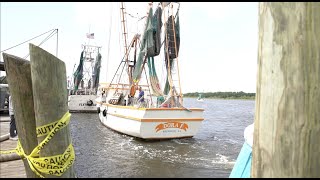 Shrimp boat taking on water!  She's got to be hauled out!