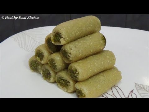 Kaju Pista Roll Recipe-Cashew Pistachio Roll Recipe-Diwali Sweet Recipe-Kaju Roll Recipe