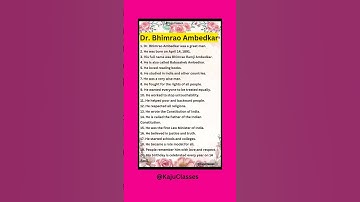 20 Lines On Dr B.R. Ambedkar In English/Dr Bhimrao Ambedkar 20 Lines In English/Essay On Babasaheb