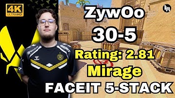 ZywOo (30-5) rating:2.81 (Mirage) | FACEIT EU 5-stack | May 31, 2025