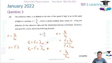 CSEC Physics - January 2022 Question 3 (Terry David)
