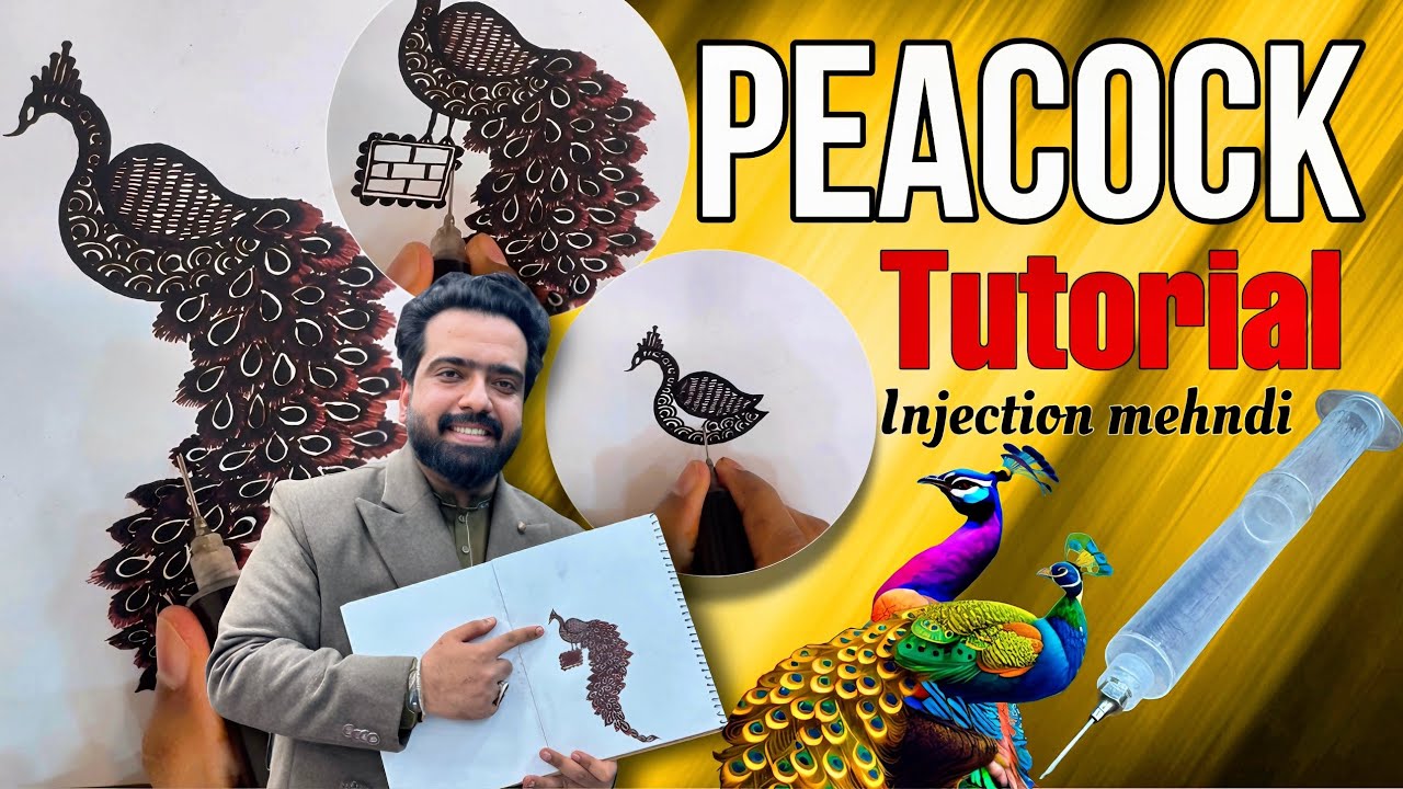 Peacock mehndi tutorial || latest design 2024 || injection mehndi || mehndi class | Hassan expert..,