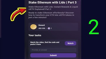 Stake Ethereum With Lido | Part 3 | Tapswap Video Code