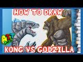 How to draw kong vs godzilla attacking