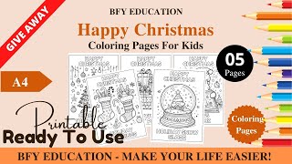 FREE  Happy Christmas Coloring Pages For Kids 5 Pages
