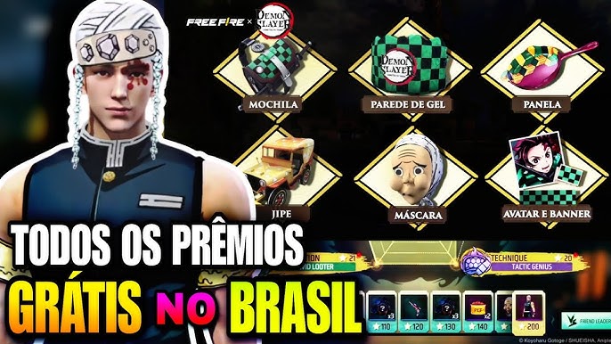 AMANHÃ EVENTO! PUNHO 2EM1, REDENÇÃO, TÊNIS ANGELICAL, BÔNUS 100%, DEMON  SLAYER - NOVIDADES FREE FIRE 