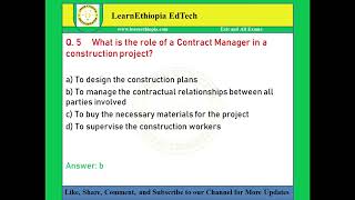Construction Procurement and Contract Management | Model Exit Exam Questions for CoTM Exit Exam