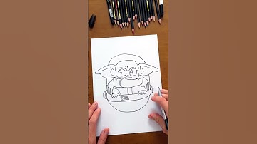 DRAW GROGU - Baby YODA - step by step - easy tutorial for beginners