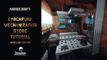 Minecraft Tutorial | Creating Cyberpunk Architecture: Cyberpunk Mechanic Shop interior #118