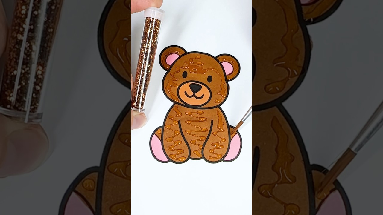 Cute Teddy Bear ? ❤️✨#glitter #glitterart 