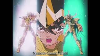 Seiya, Shiryu et Hyoga attaquent ensemble Poséidon