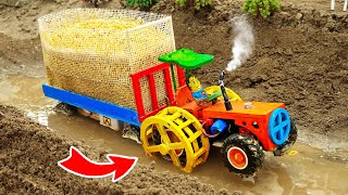 Diy tractor making mini Rice Milling Machine | Off-Road Wheel rescues Tractor Stuck in Mud | HP Mini