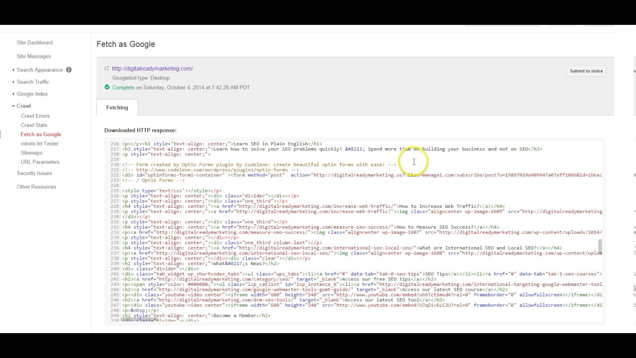 Fetch as Google -  Google Search Conole