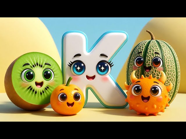 K for Fruits 🥝 | Learn 10 Fruits Starting With K | Fun Alphabet