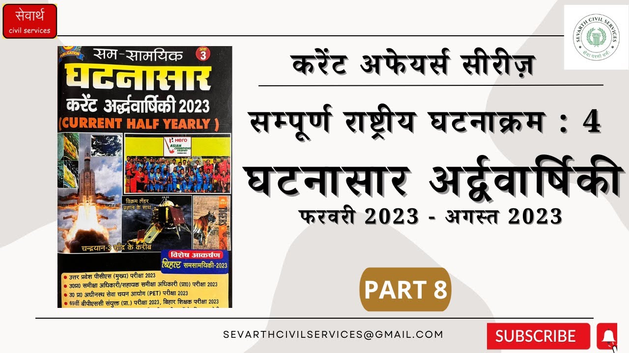 ghatnasar current affairs 2023 । । घटनासार फरवरी से अगस्त 2023 # ...