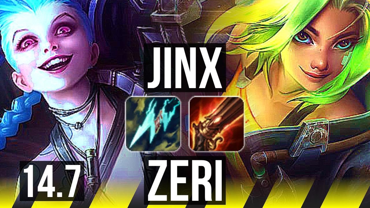 JINX & Thresh vs ZERI & Nautilus (ADC) | Rank 2 Jinx, 8/1/7, Dominating | KR Challenger | 14.7