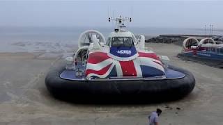 Hovercraft departing Ryde on Isle of Wight to return to Southsea