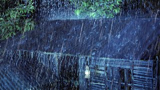 Heavy Rain On A Tin Roof For Sleeping  Relieve Stress & Sleep Well With Rain Sounds & Thunder