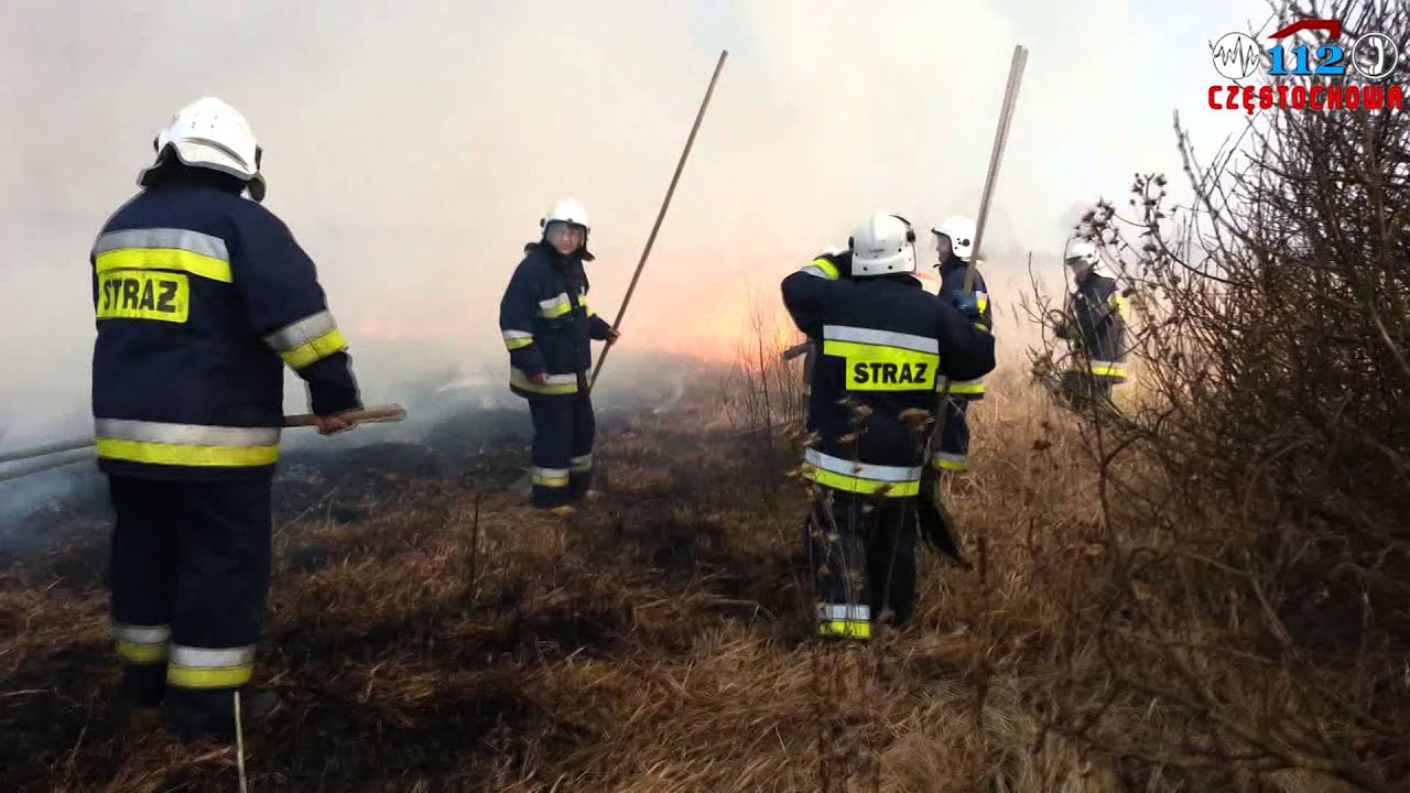 Pożar traw w Częstochowie - Ul.Lakowa,Druciana,Leśna,Kolorowa.