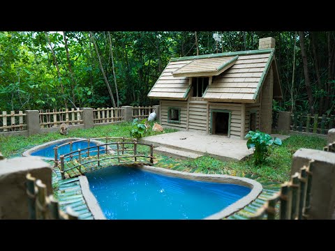 Build The Most Beautiful Little Rabbits Villa Around Swimming Pool with Bamboo Bridge