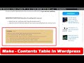 Make Table Of Contents In WordPress | Auto Insert Table of Contents in WordPress