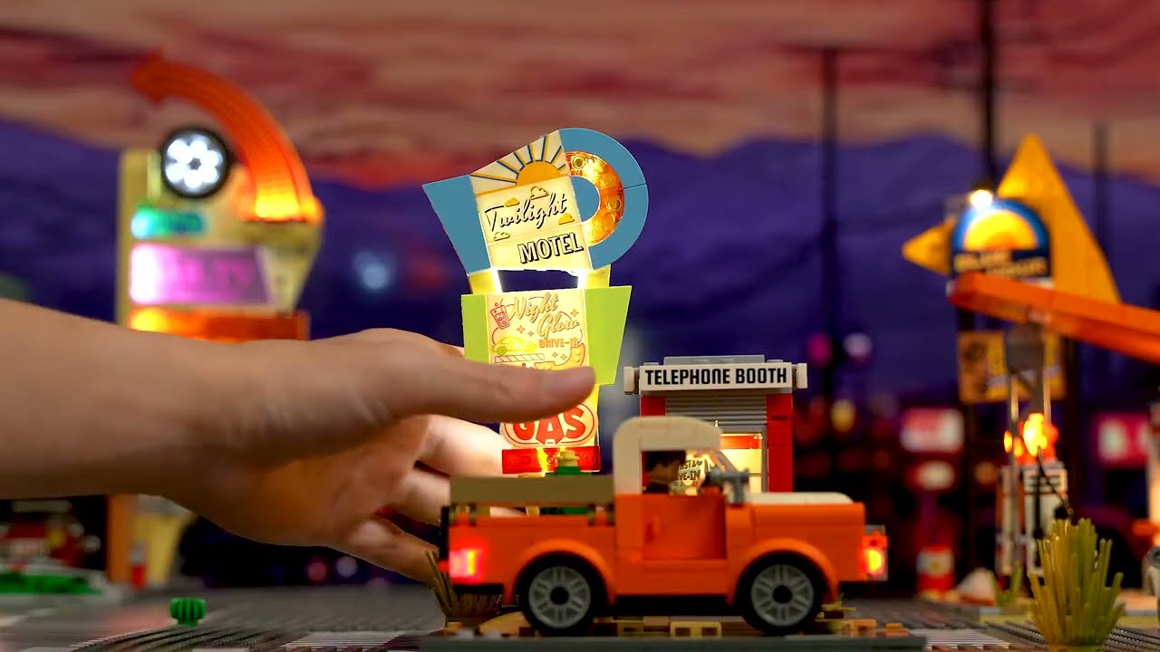 Sunset LED Diner Set – Lumibricks L9082 Desert Stopover Building Kit