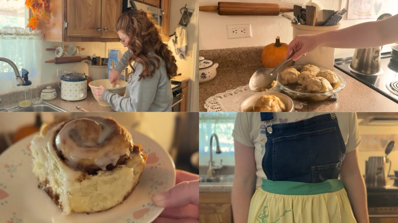 Chili and School Cafeteria Cinnamon Rolls, Vintage Aprons, Old Fashioned Apple Dumplins