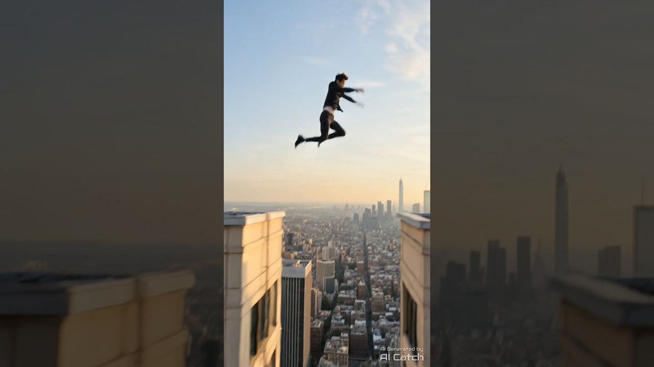Jump to Buildings AI #parkour #AI #shorts