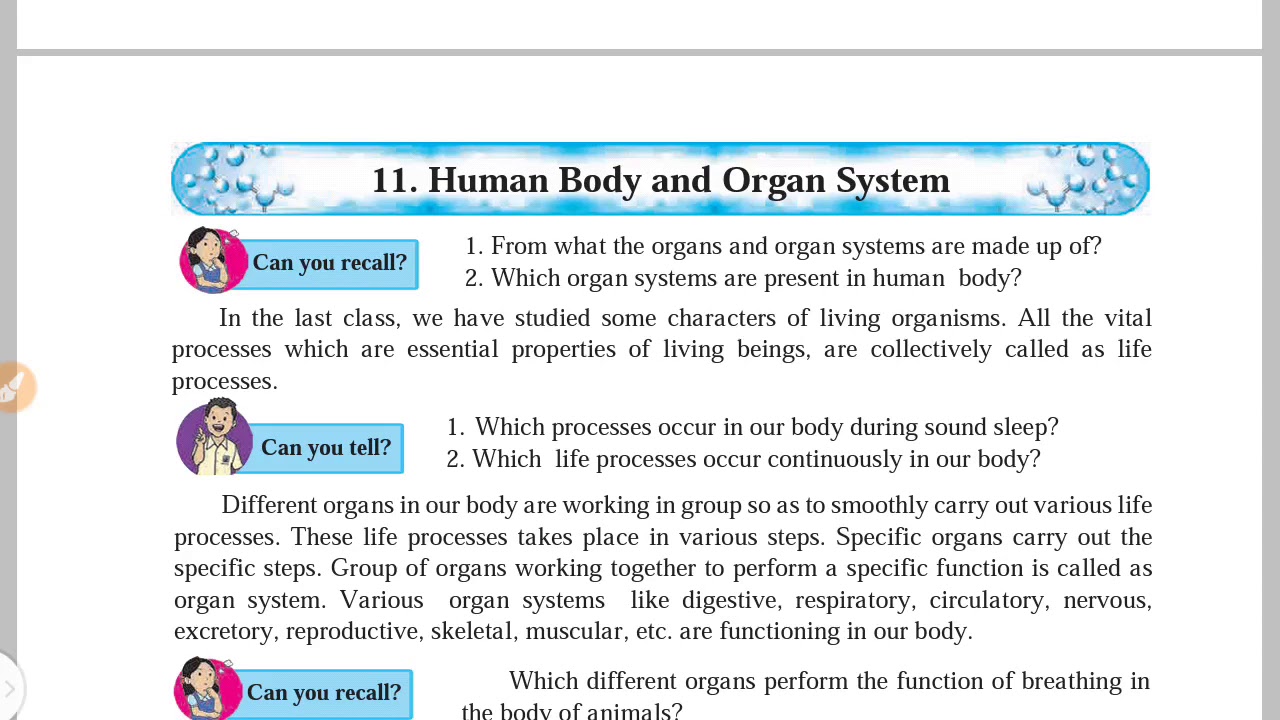 Part 1 Class 8th Science | Human body and Organ system | Respiratory ...