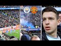 CITY FANS THROW PYRO INTO UNITED END at the MANCHESTER DERBY