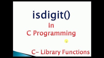 How to check if a character is digit or Not in c : isdigit() function in C