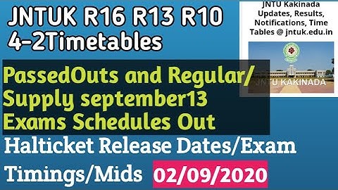 JNTUK BTECH 4-2 TIME TABLE/JNTUK Bpharmacy 4-2 Time Table 2020/passedouts backlogs exams R13 R15 R09