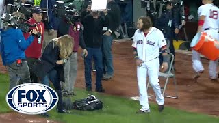 Erin Andrews gets Gatorade bath during Red Sox interview