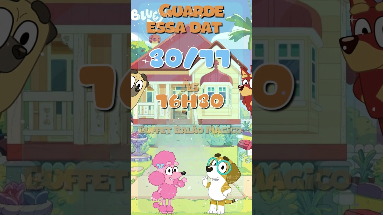 Convite Animado Bluey Menino Vertical (3 fotos)《c》