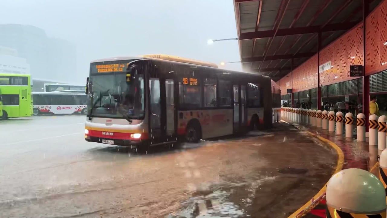 Flooding at Woodlands Temporary Bus Interchange