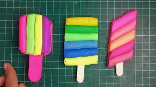 DIY how to make rainbow colors ice cream with soft polymer DOMS clay