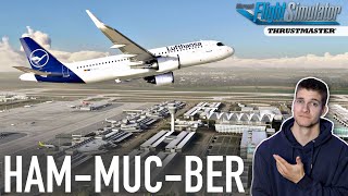 Lufthansa-Flüge in Echtzeit im Microsoft Flight Simulator LIVE mit Thrustmaster TCA! AeroNewsGermany