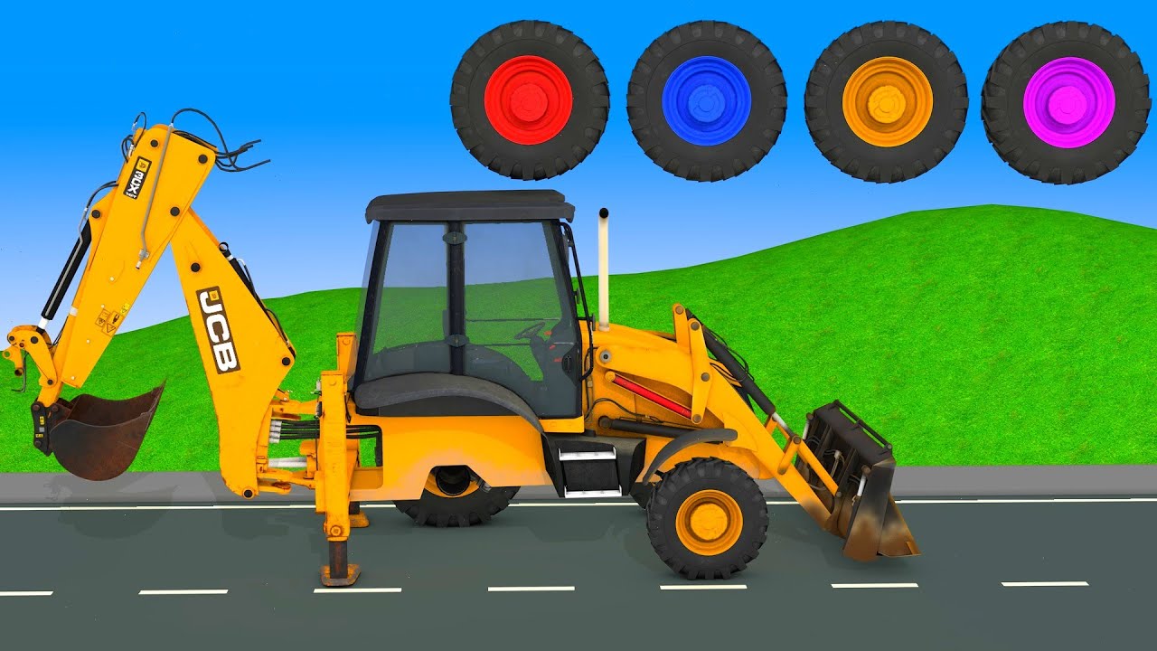 Correctly Correctly Guess JCB Tractor Excavator, Fire Truck, Wheel Loader Monster Slide Game Truck