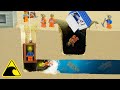 Lego mine disaster causes surprise sinkholes  tsunami dam breach experiment  wave machine vs mine