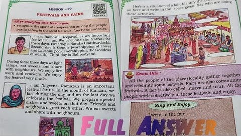 || 3rd STD EVS|| lesson -19 Festivals and fairs|| full answer