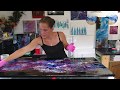 [035] Art Resin clear coat on large acrylic fluid art lady canvas!